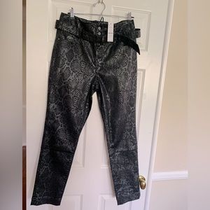 NWT White House Black Market High Rise Black Snake Print Slim Ankle Pants 12 L